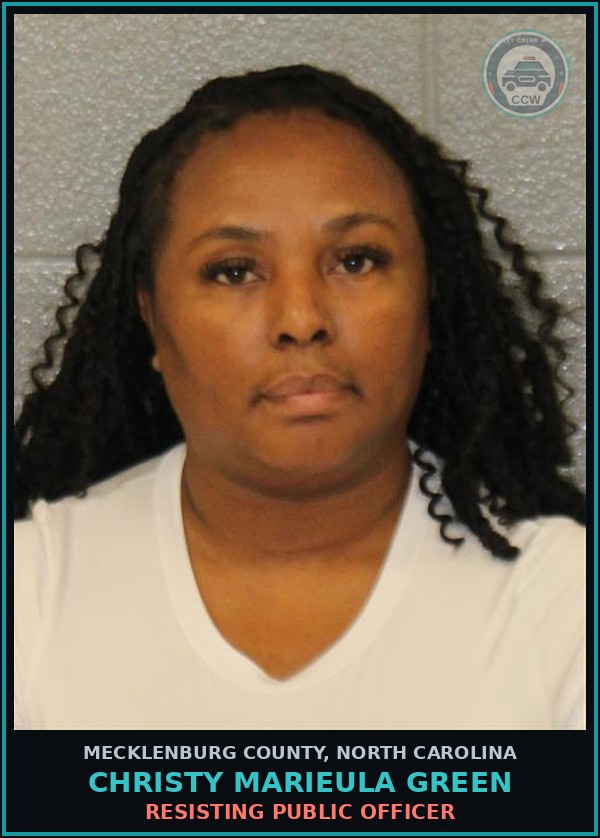 Booking mugshot of CHRISTY MARIEULA GREEN in Mecklenburg County