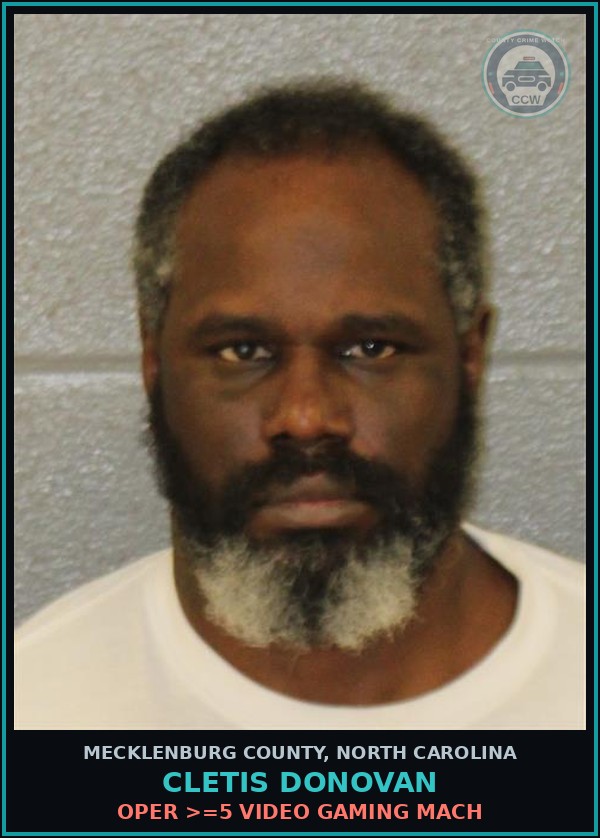 Booking mugshot of CLETIS DONOVAN in Mecklenburg County
