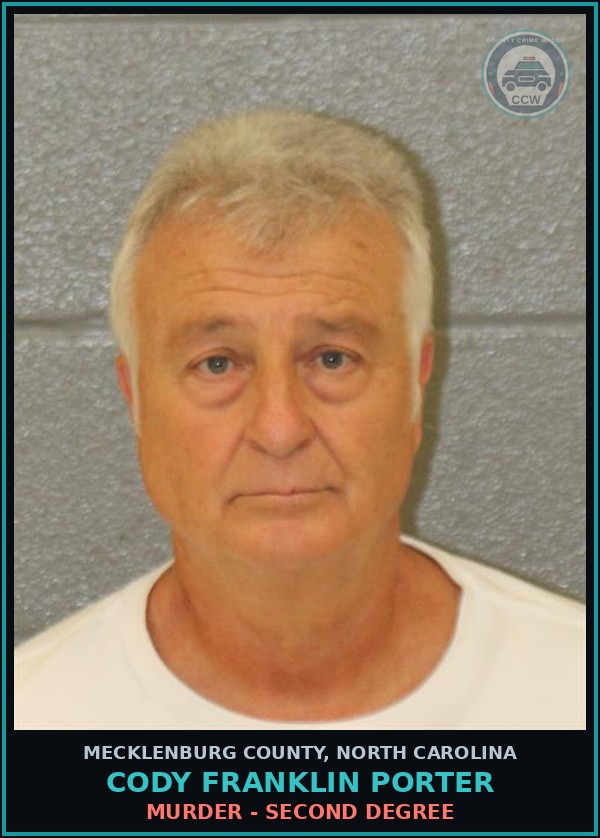 Booking mugshot of CODY FRANKLIN PORTER in Mecklenburg County