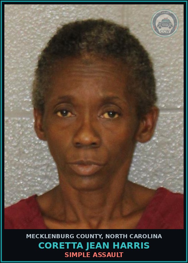 Booking mugshot of CORETTA JEAN HARRIS in Mecklenburg County