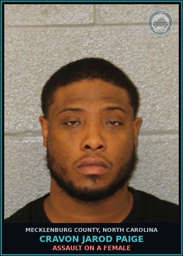 Booking mugshot of CRAVON JAROD PAIGE in Mecklenburg County