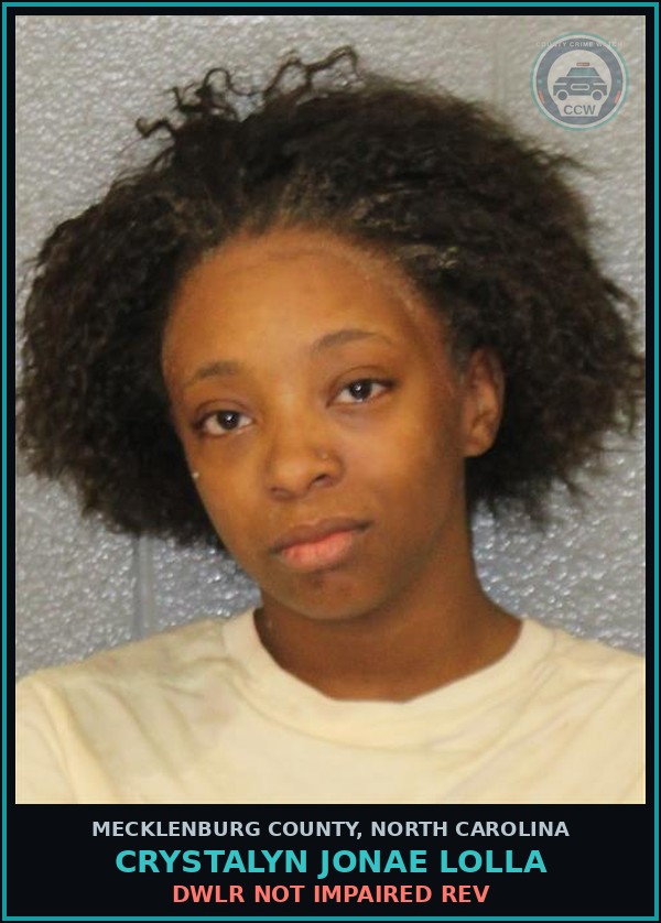 Booking mugshot of CRYSTALYN JONAE LOLLA in Mecklenburg County