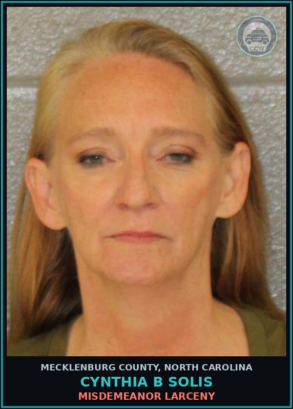Booking mugshot of CYNTHIA B SOLIS in Mecklenburg County