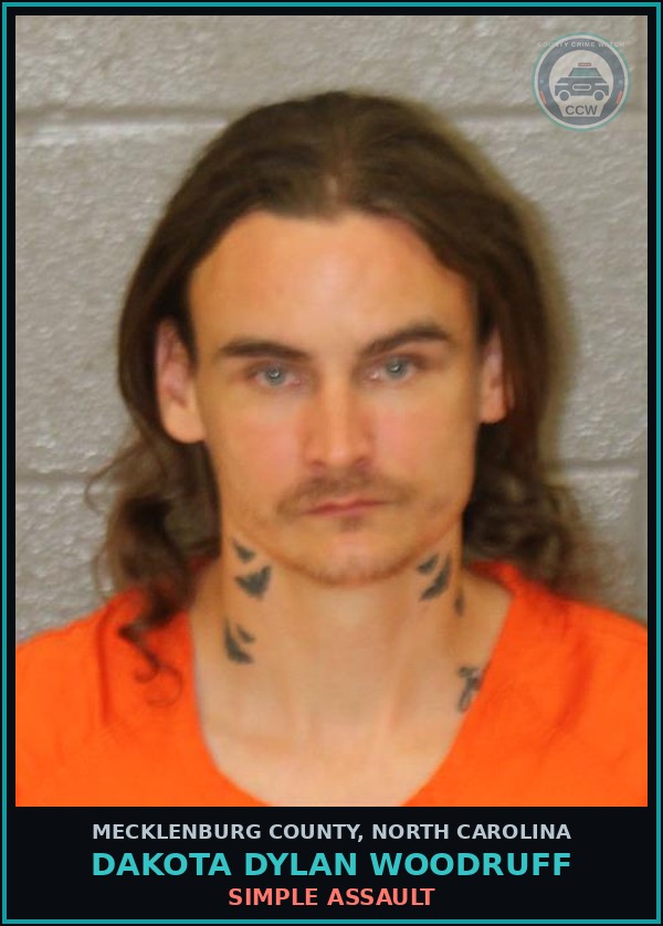 Booking mugshot of DAKOTA DYLAN WOODRUFF in Mecklenburg County