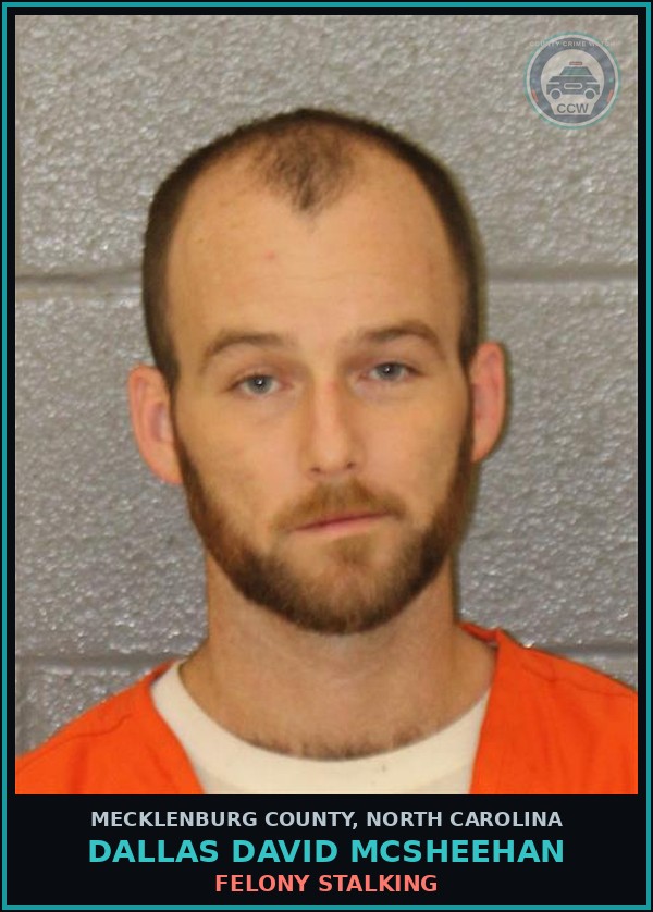 Booking mugshot of DALLAS DAVID MCSHEEHAN in Mecklenburg County