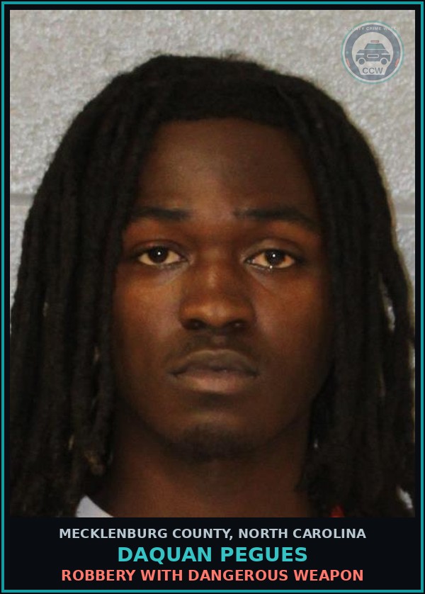 Booking mugshot of DAQUAN PEGUES in Mecklenburg County