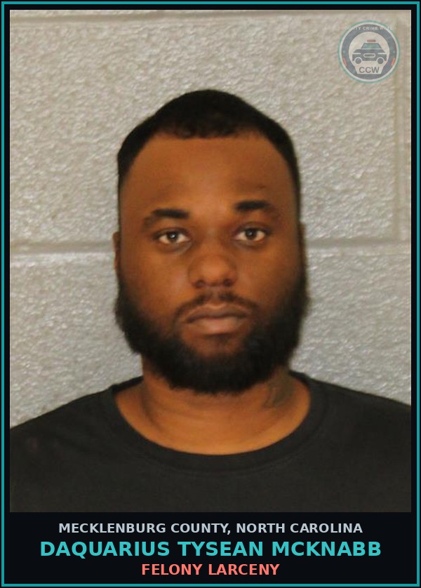 Booking mugshot of DAQUARIUS TYSEAN MCKNABB in Mecklenburg County