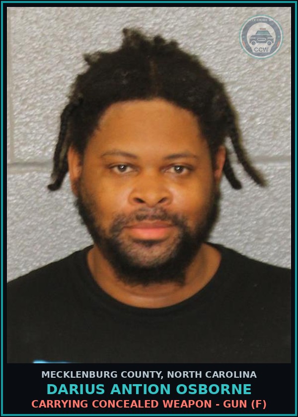 Booking mugshot of DARIUS ANTION OSBORNE in Mecklenburg County
