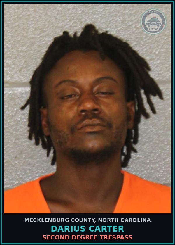 Booking mugshot of DARIUS CARTER in Mecklenburg County