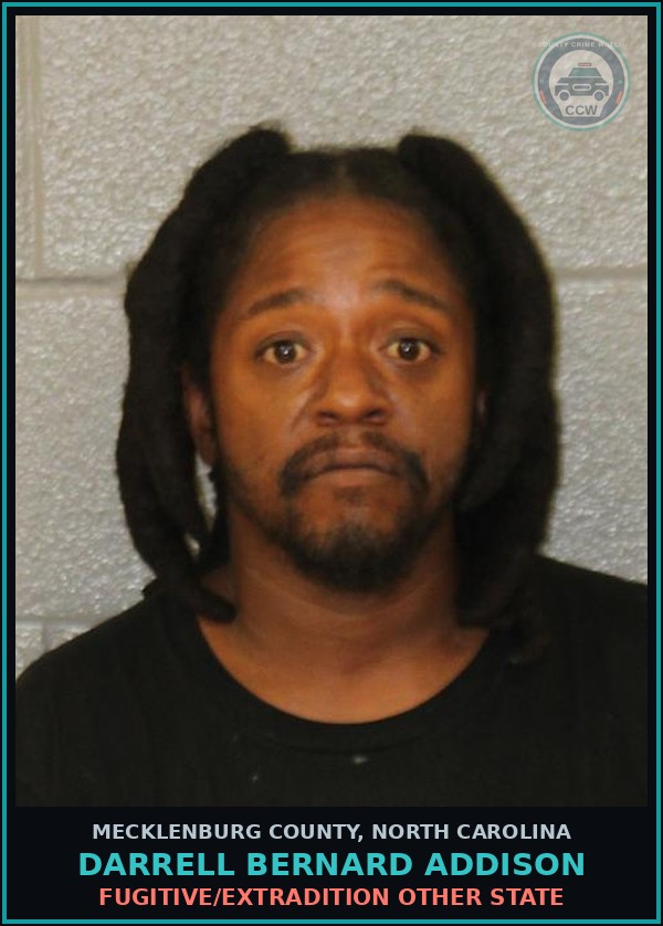 Booking mugshot of DARRELL BERNARD ADDISON in Mecklenburg County
