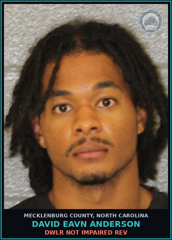 Booking mugshot of DAVID EAVN ANDERSON in Mecklenburg County