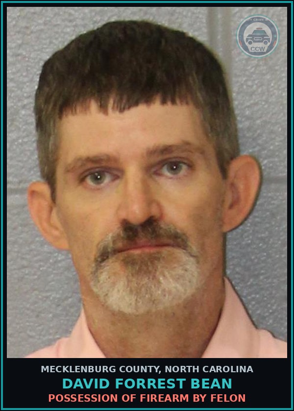 Booking mugshot of DAVID FORREST BEAN in Mecklenburg County