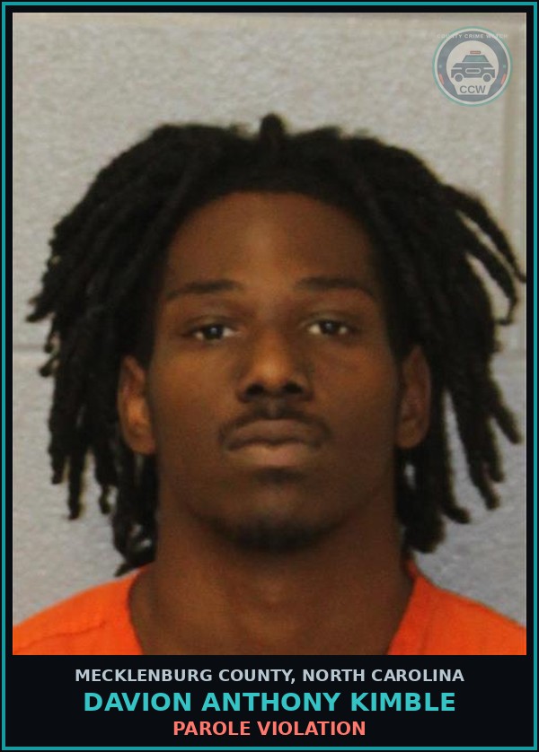 Booking mugshot of DAVION ANTHONY KIMBLE in Mecklenburg County
