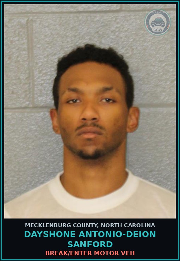 Booking mugshot of DAYSHONE ANTONIO-DEION SANFORD in Mecklenburg County