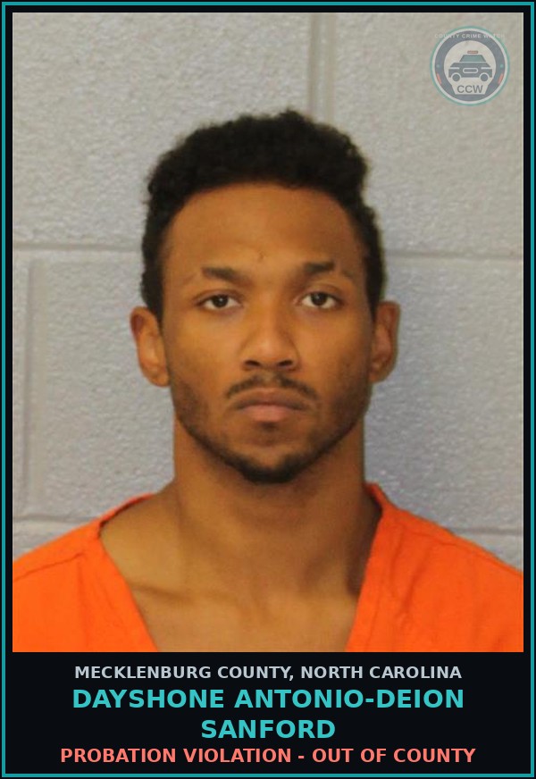 Booking mugshot of DAYSHONE ANTONIO-DEION SANFORD in Mecklenburg County