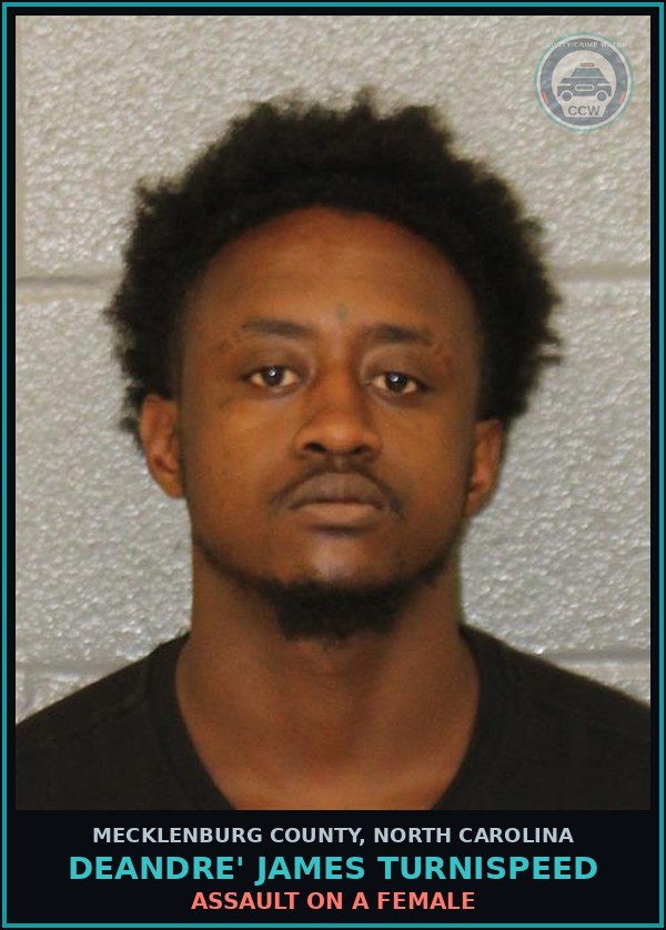 Booking mugshot of DEANDRE' JAMES TURNISPEED in Mecklenburg County