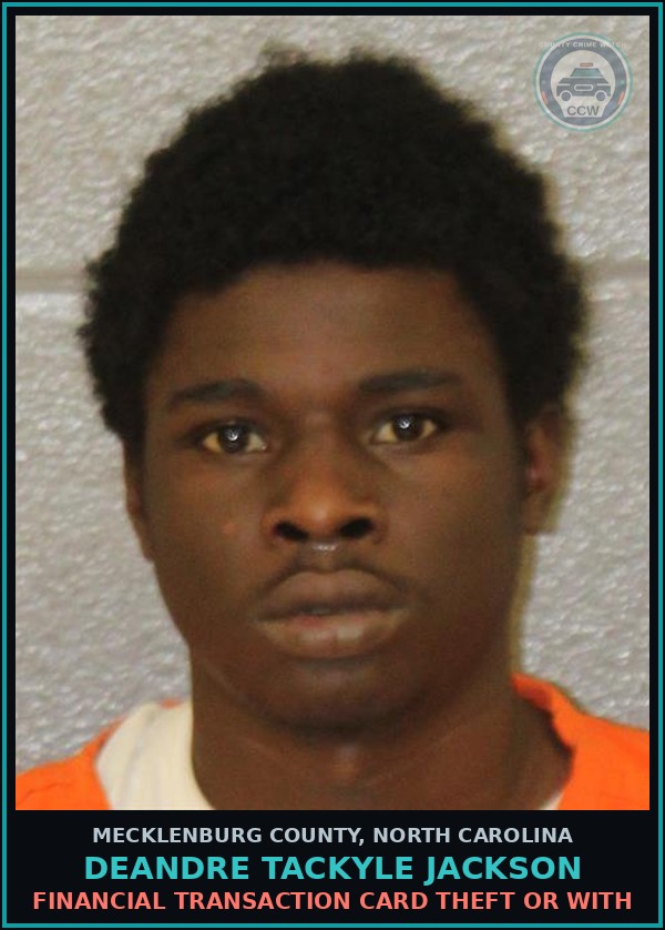 Booking mugshot of DEANDRE TACKYLE JACKSON in Mecklenburg County