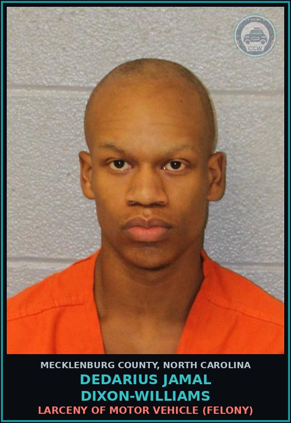 Booking mugshot of DEDARIUS JAMAL DIXON-WILLIAMS in Mecklenburg County