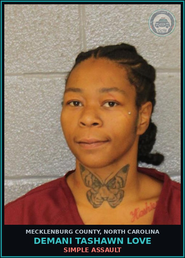 Booking mugshot of DEMANI TASHAWN LOVE in Mecklenburg County