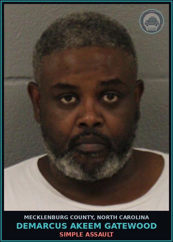 Booking mugshot of DEMARCUS AKEEM GATEWOOD in Mecklenburg County