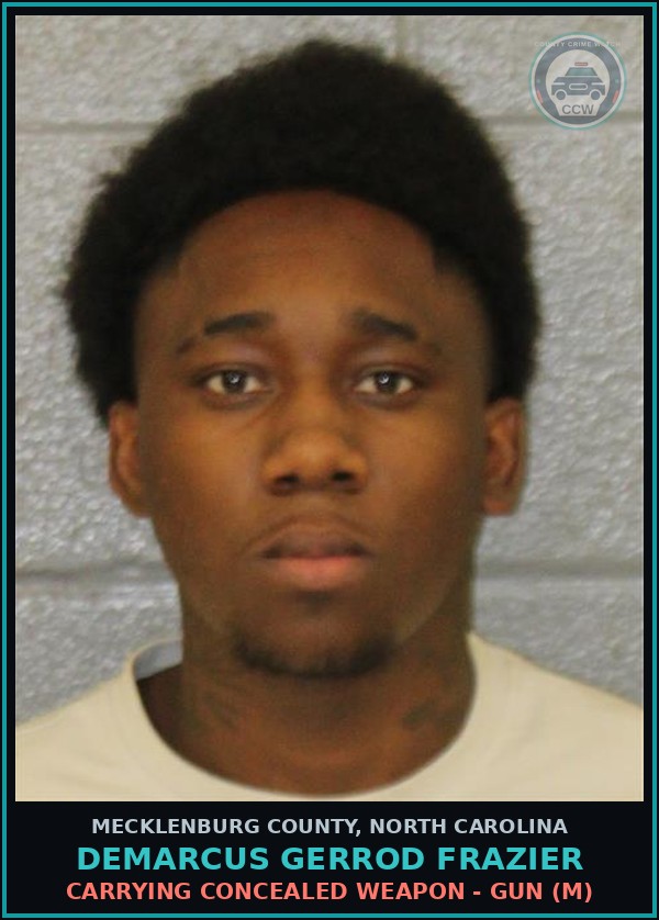 Booking mugshot of DEMARCUS GERROD FRAZIER in Mecklenburg County