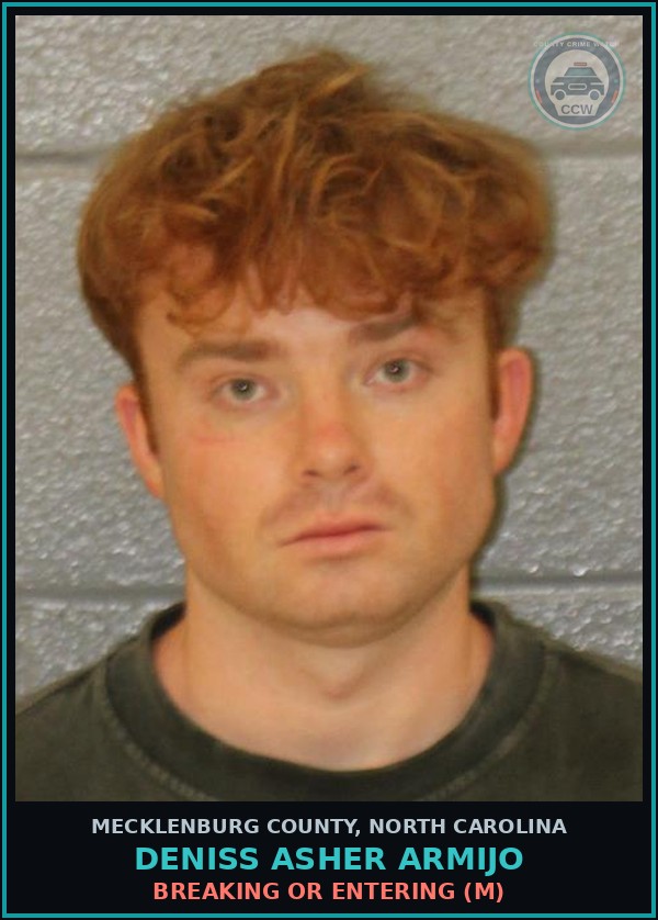 Booking mugshot of DENISS ASHER ARMIJO in Mecklenburg County