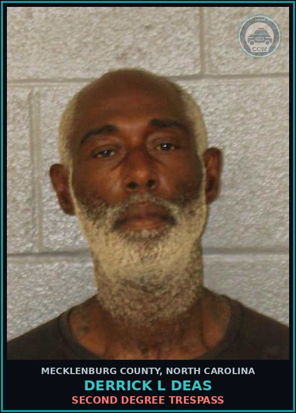 Booking mugshot of DERRICK L DEAS in Mecklenburg County
