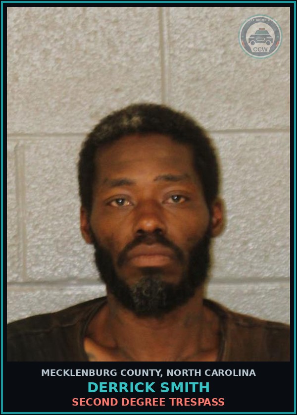 Booking mugshot of DERRICK SMITH in Mecklenburg County