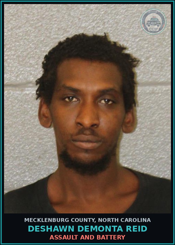 Booking mugshot of DESHAWN DEMONTA REID in Mecklenburg County