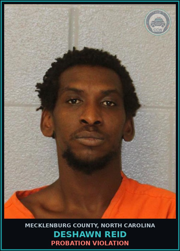 Booking mugshot of DESHAWN REID in Mecklenburg County