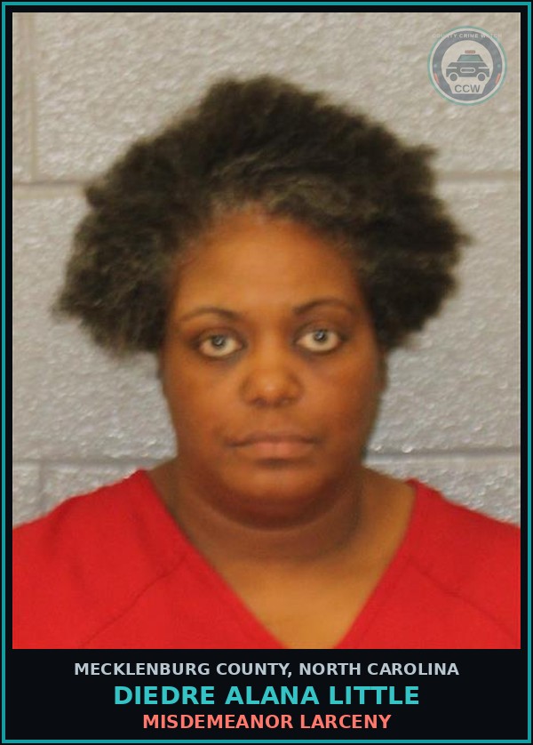 Booking mugshot of DIEDRE ALANA LITTLE in Mecklenburg County