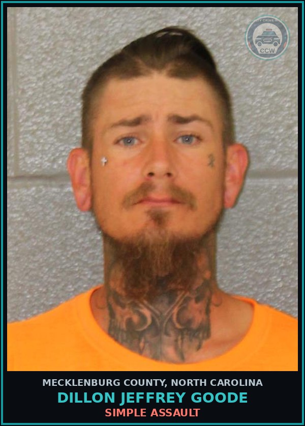 Booking mugshot of DILLON JEFFREY GOODE in Mecklenburg County