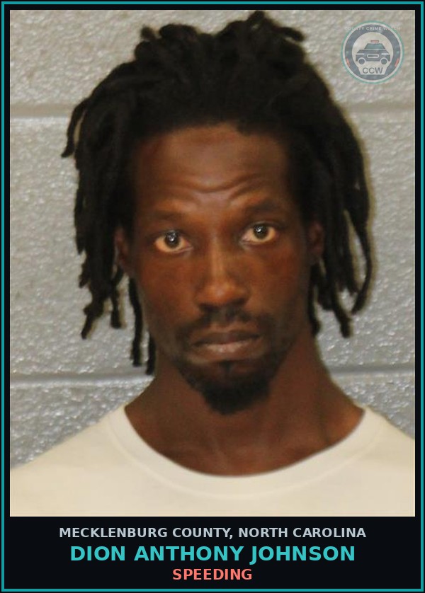 Booking mugshot of DION ANTHONY JOHNSON in Mecklenburg County