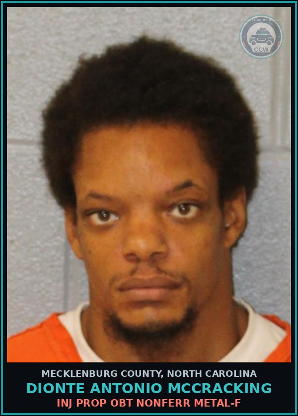 Booking mugshot of DIONTE ANTONIO MCCRACKING in Mecklenburg County