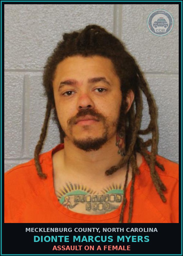 Booking mugshot of DIONTE MARCUS MYERS in Mecklenburg County