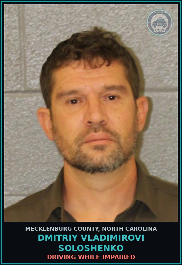 Booking mugshot of DMITRIY VLADIMIROVI SOLOSHENKO in Mecklenburg County