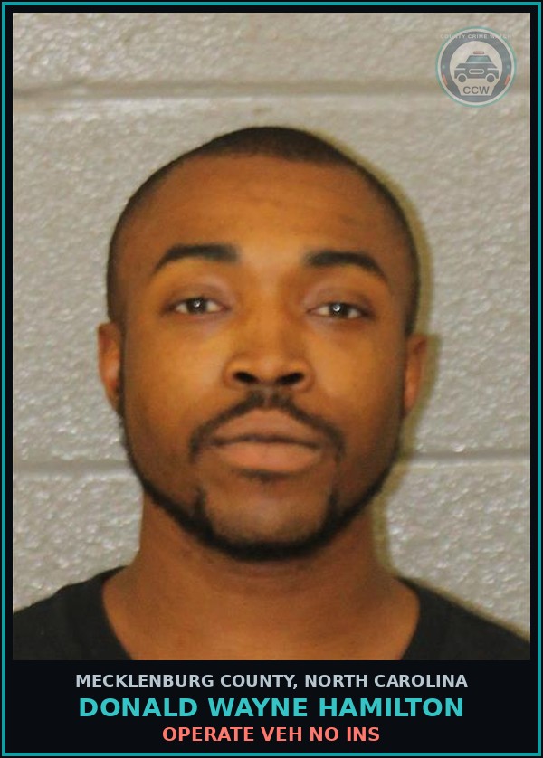 Booking mugshot of DONALD WAYNE HAMILTON in Mecklenburg County