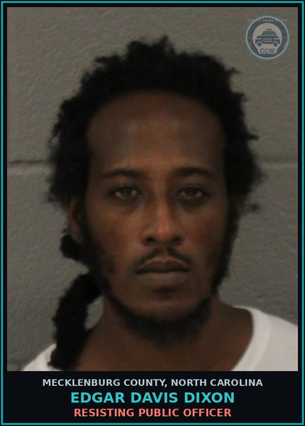 Booking mugshot of EDGAR DAVIS DIXON in Mecklenburg County