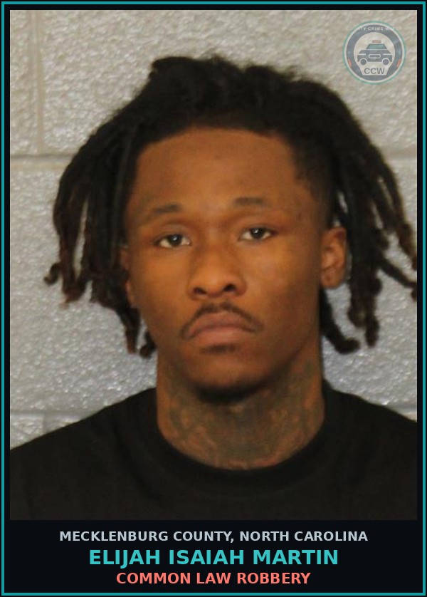 Booking mugshot of ELIJAH ISAIAH MARTIN in Mecklenburg County