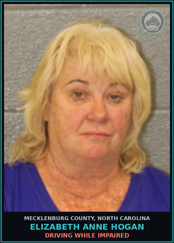 Booking mugshot of ELIZABETH ANNE HOGAN in Mecklenburg County