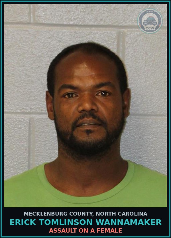 Booking mugshot of ERICK TOMLINSON WANNAMAKER in Mecklenburg County