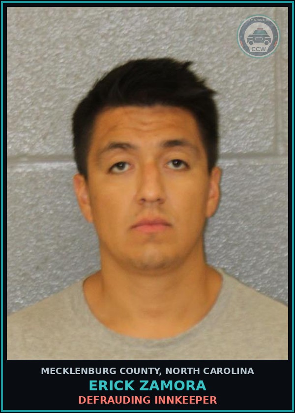 Booking mugshot of ERICK ZAMORA in Mecklenburg County