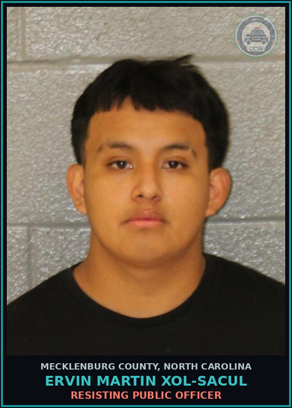 Booking mugshot of ERVIN MARTIN XOL-SACUL in Mecklenburg County