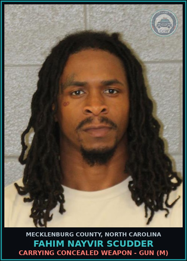 Booking mugshot of FAHIM NAYVIR SCUDDER in Mecklenburg County