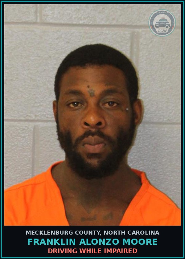 Booking mugshot of FRANKLIN ALONZO MOORE in Mecklenburg County