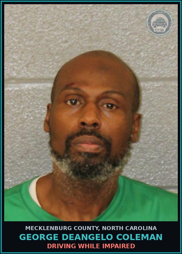 Booking mugshot of GEORGE DEANGELO COLEMAN in Mecklenburg County