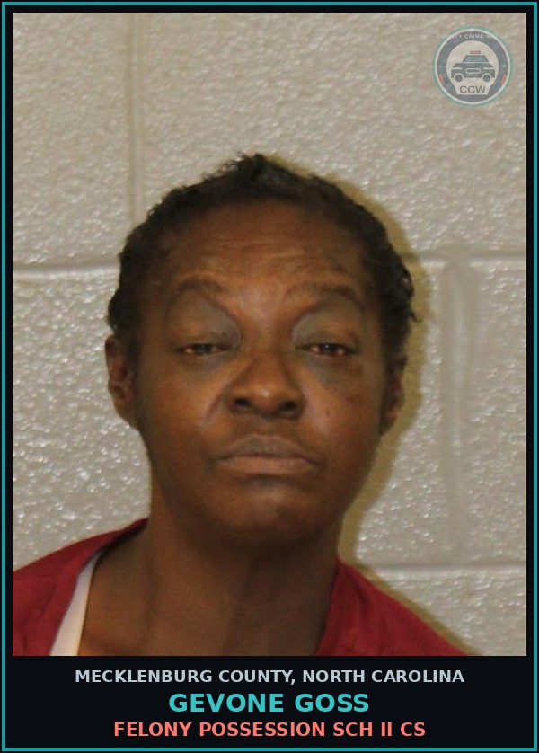 Booking mugshot of GEVONE GOSS in Mecklenburg County
