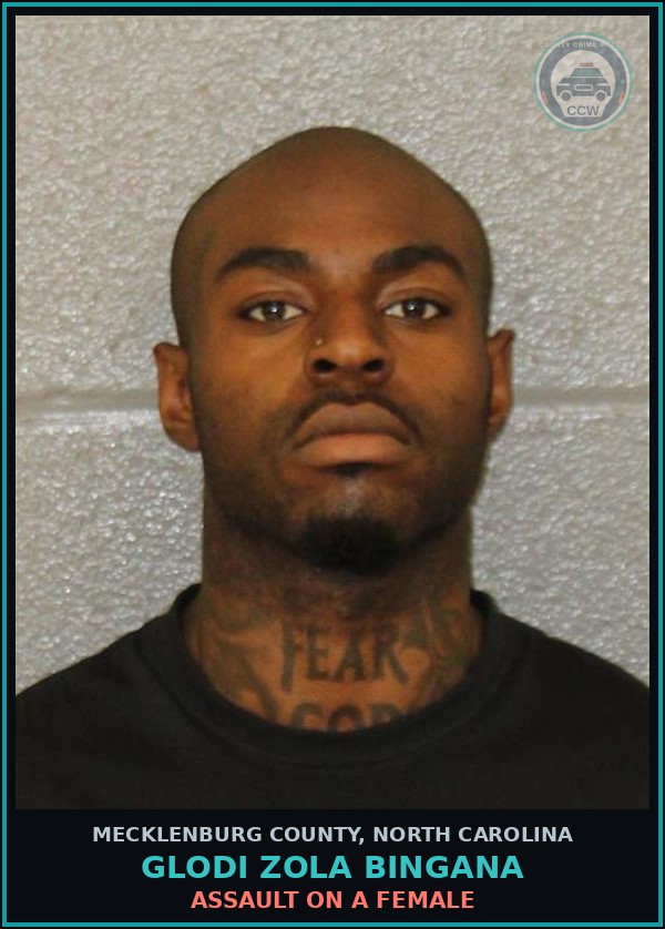 Booking mugshot of GLODI ZOLA BINGANA in Mecklenburg County