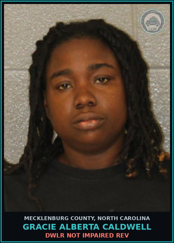 Booking mugshot of GRACIE ALBERTA CALDWELL in Mecklenburg County
