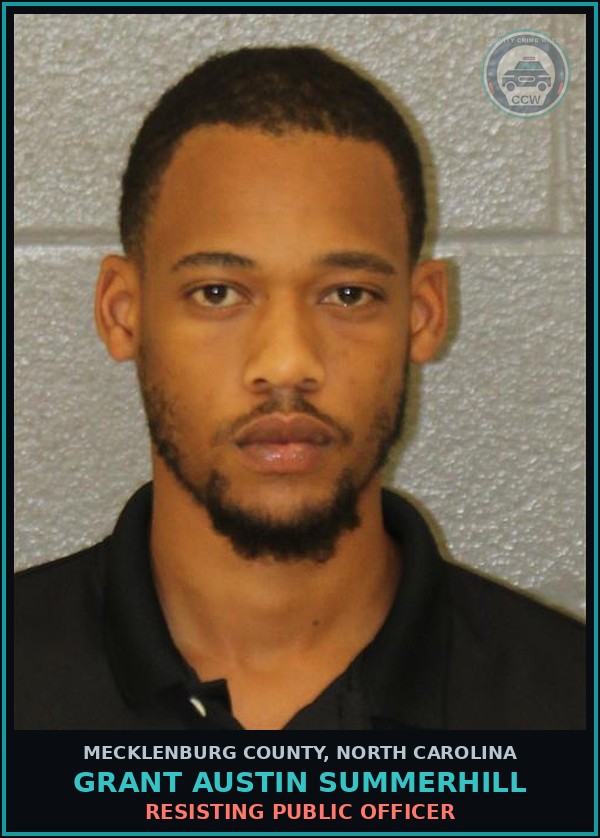 Booking mugshot of GRANT AUSTIN SUMMERHILL in Mecklenburg County